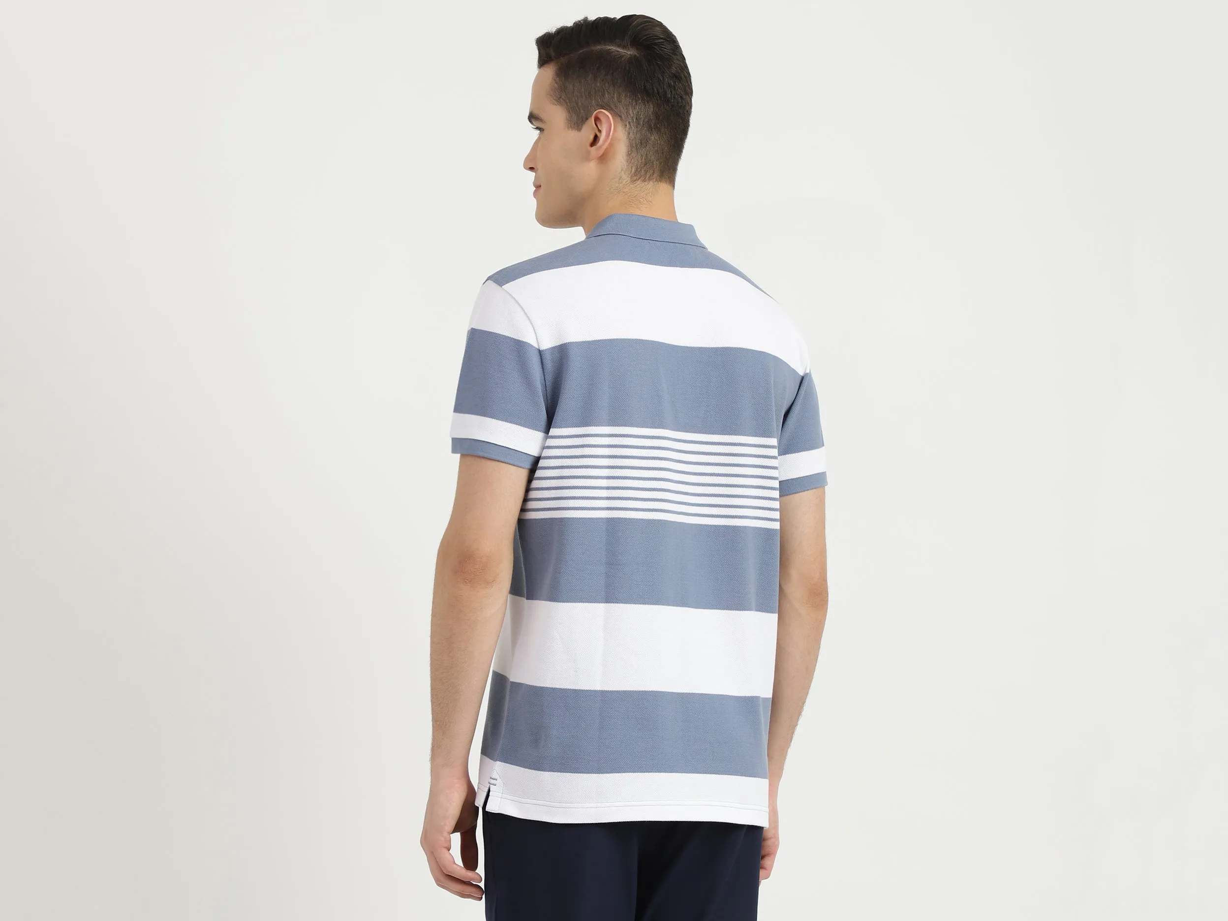 Men Stripe Polo Neck Polo T-Shirt