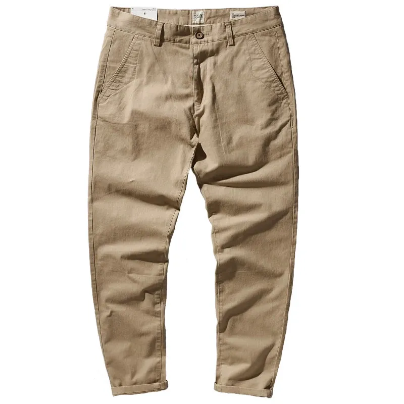 Men's Fashion Twill Woven Pencil Pants - Elastic Washed Old Business Casual Straight Trousers for All Seasons