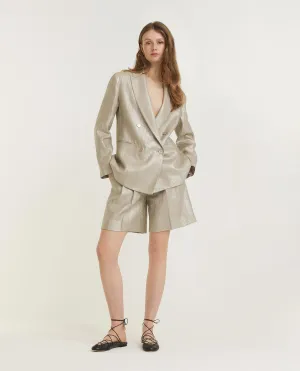 Metallic Linen Shorts - Zilver