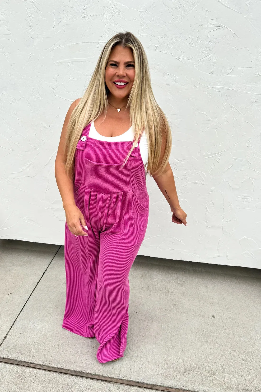Mia Boho Overalls in Magenta