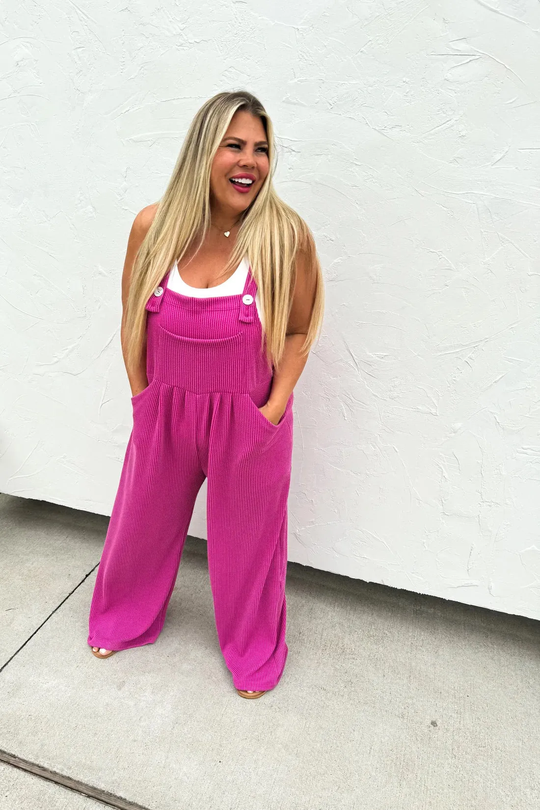 Mia Boho Overalls in Magenta
