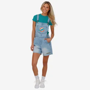 Miami Dolphins Womens Big Logo Denim Bib Shortalls