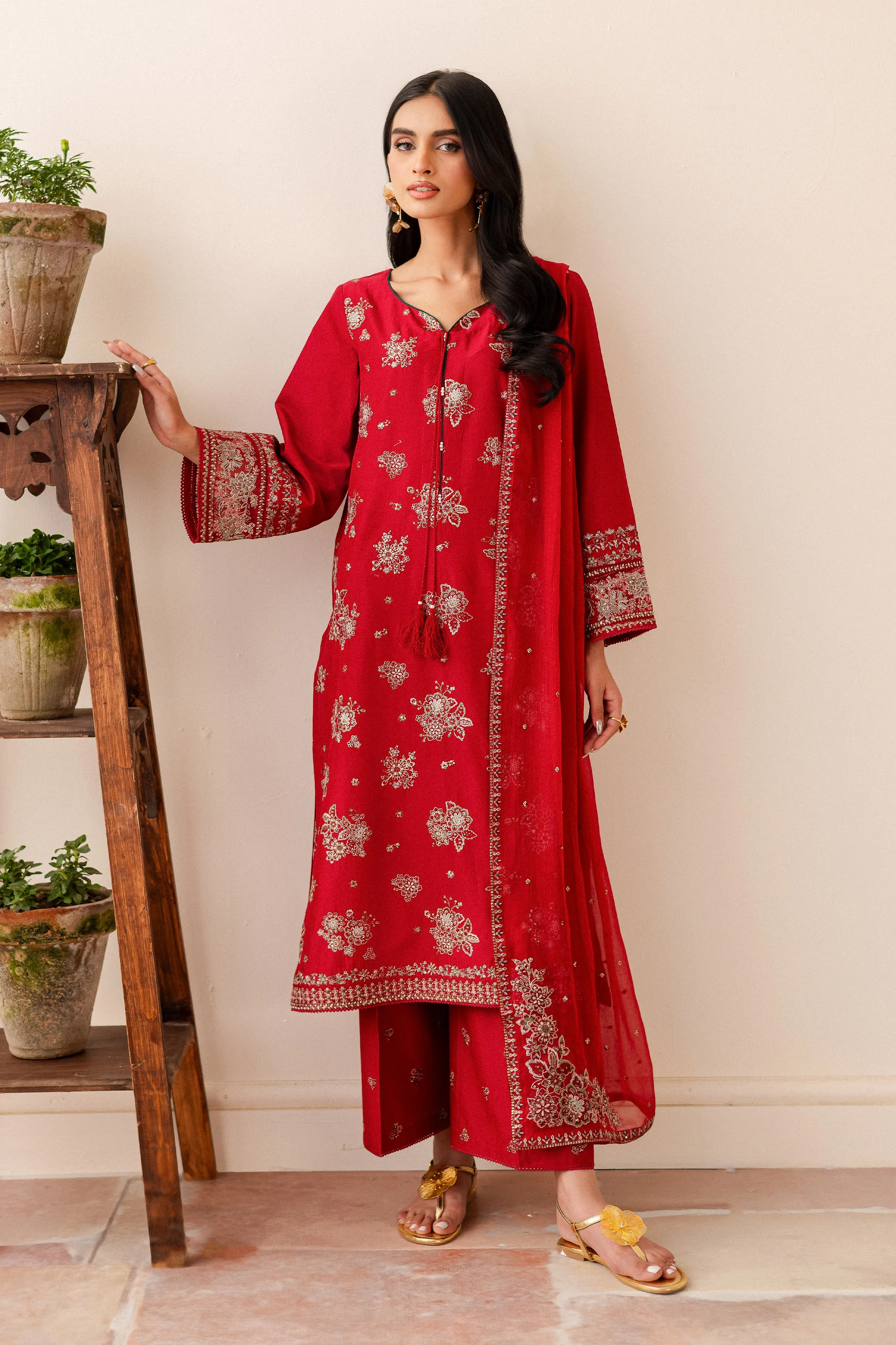 Milaas 3Pc - Embroidered Lawn Dress