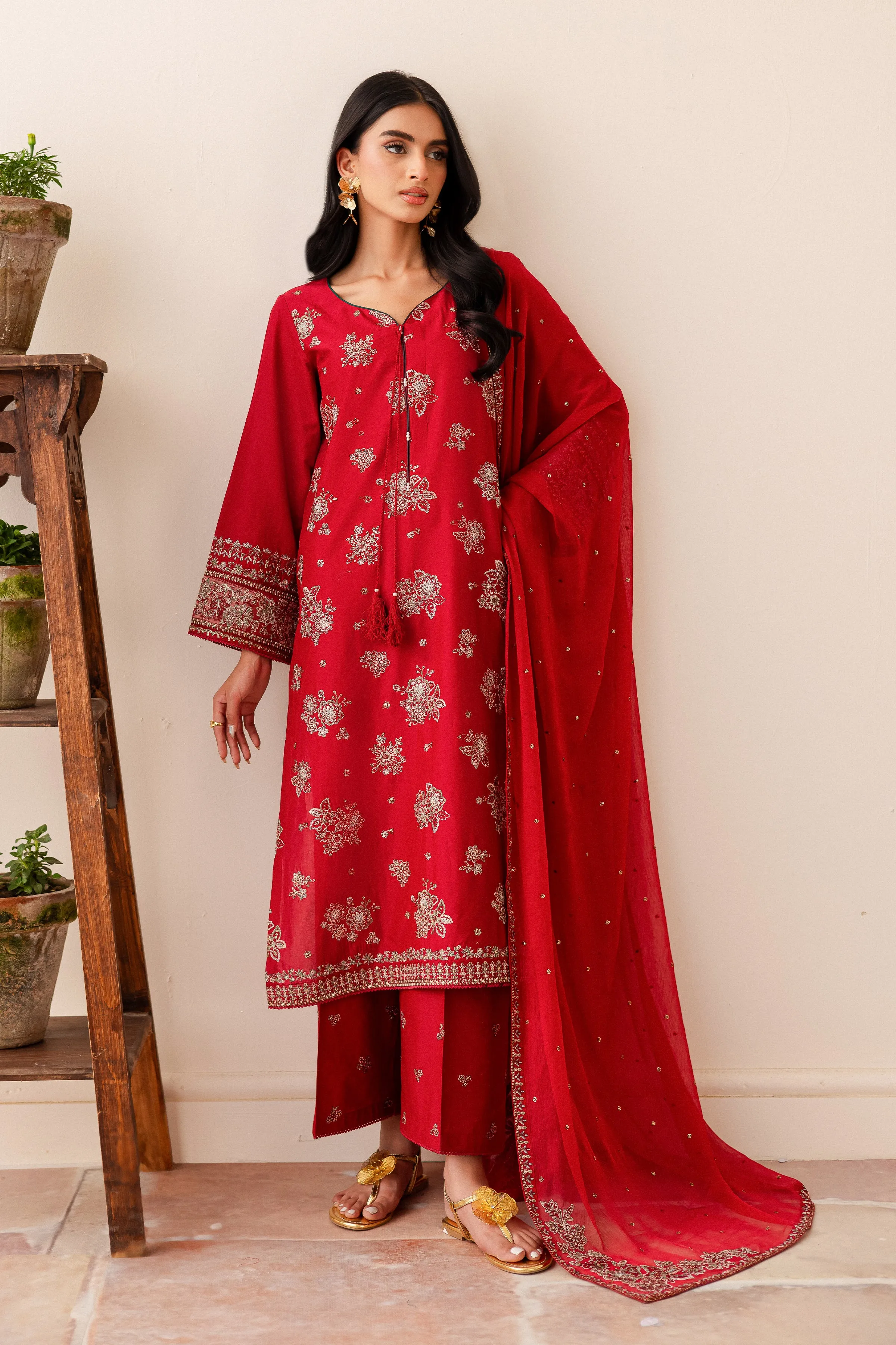 Milaas 3Pc - Embroidered Lawn Dress