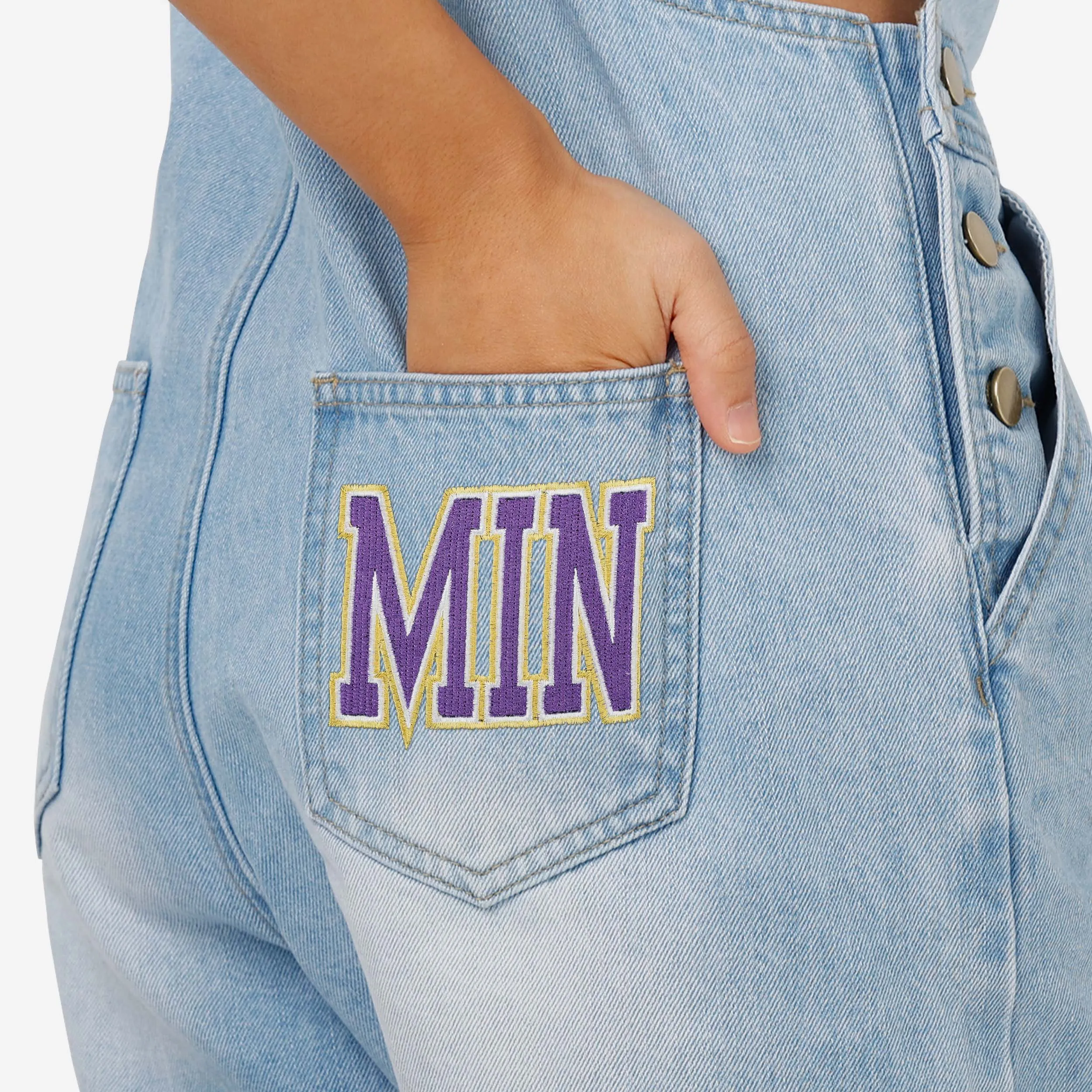 Minnesota Vikings Womens Big Logo Denim Bib Shortalls