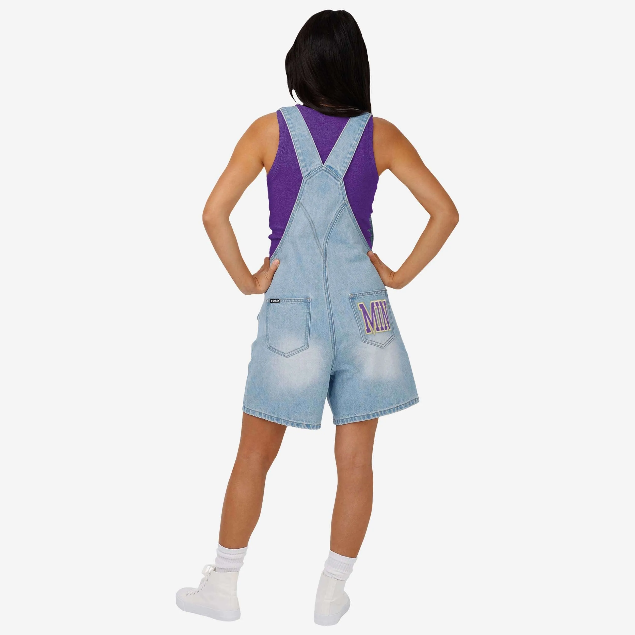 Minnesota Vikings Womens Big Logo Denim Bib Shortalls