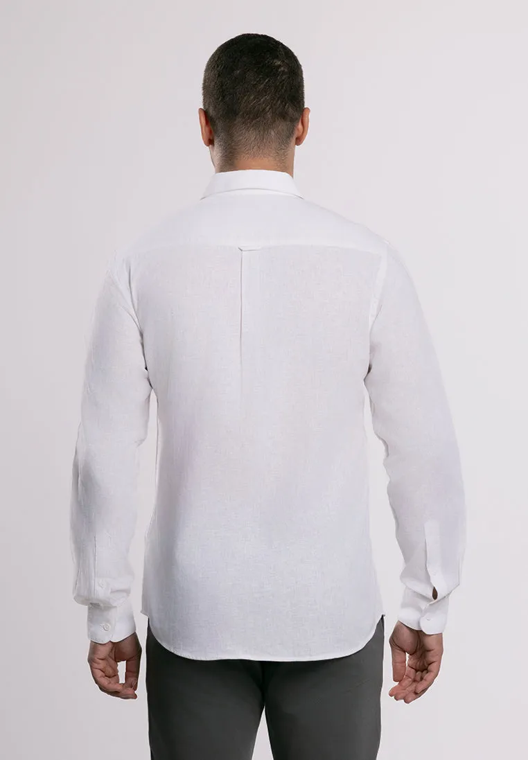 MOC - Kemeja Polos Pria Lengan Panjang Ford - White