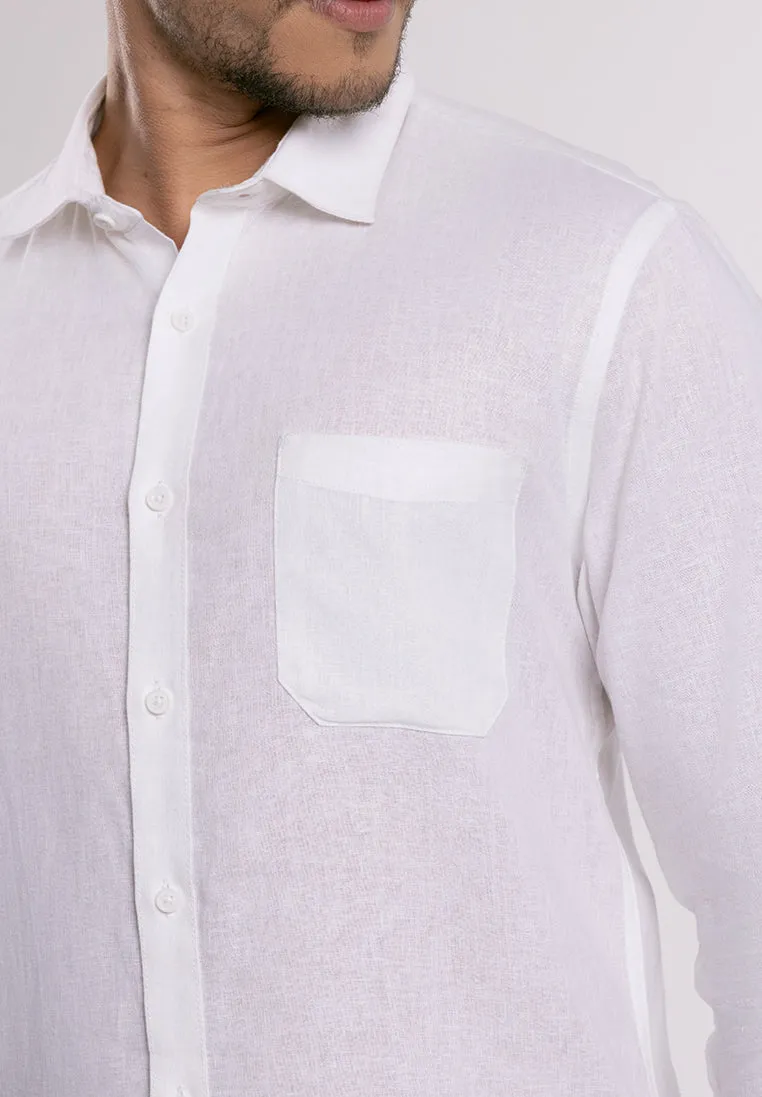 MOC - Kemeja Polos Pria Lengan Panjang Ford - White