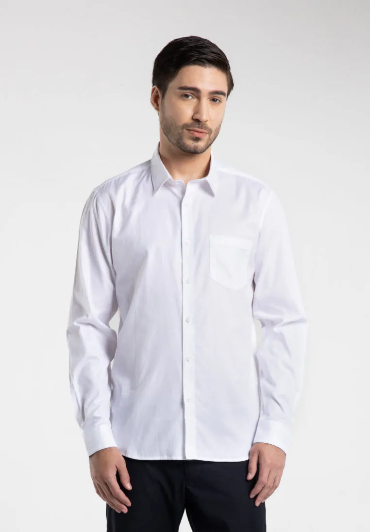 MOC - Kemeja Polos Pria Lengan Panjang Nicola - White