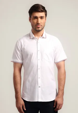 MOC - Kemeja Polos Pria Lengan Pendek Korry - White