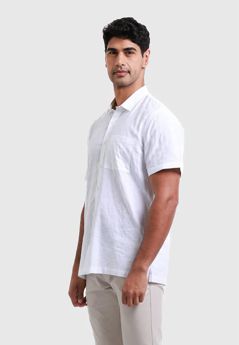 MOC - Kemeja Polos Pria Lengan Pendek Tenere - White