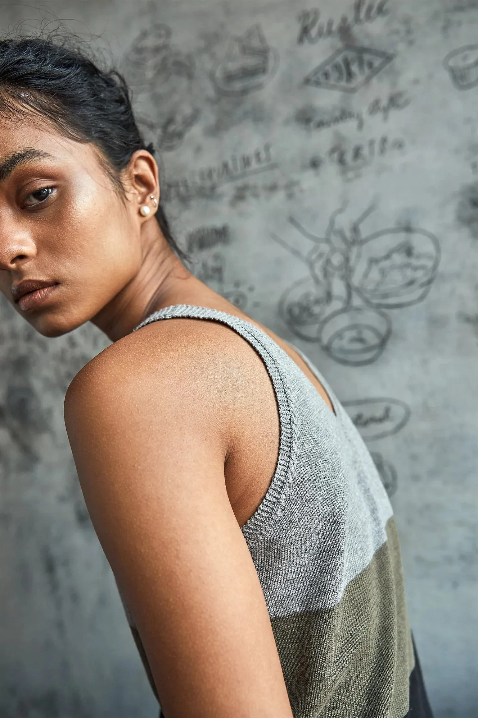 Mossy Knitted V-Neck Tank Top