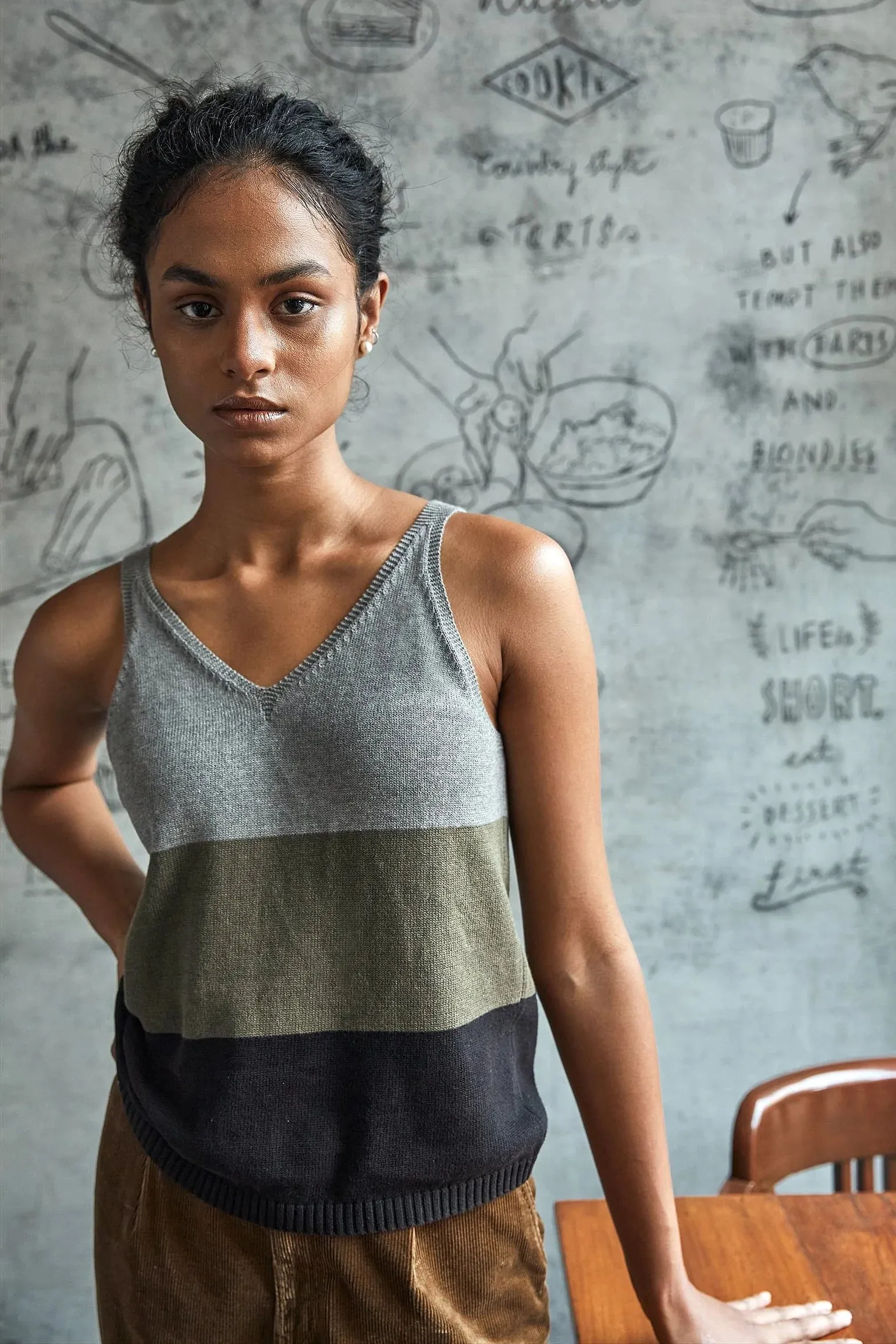 Mossy Knitted V-Neck Tank Top