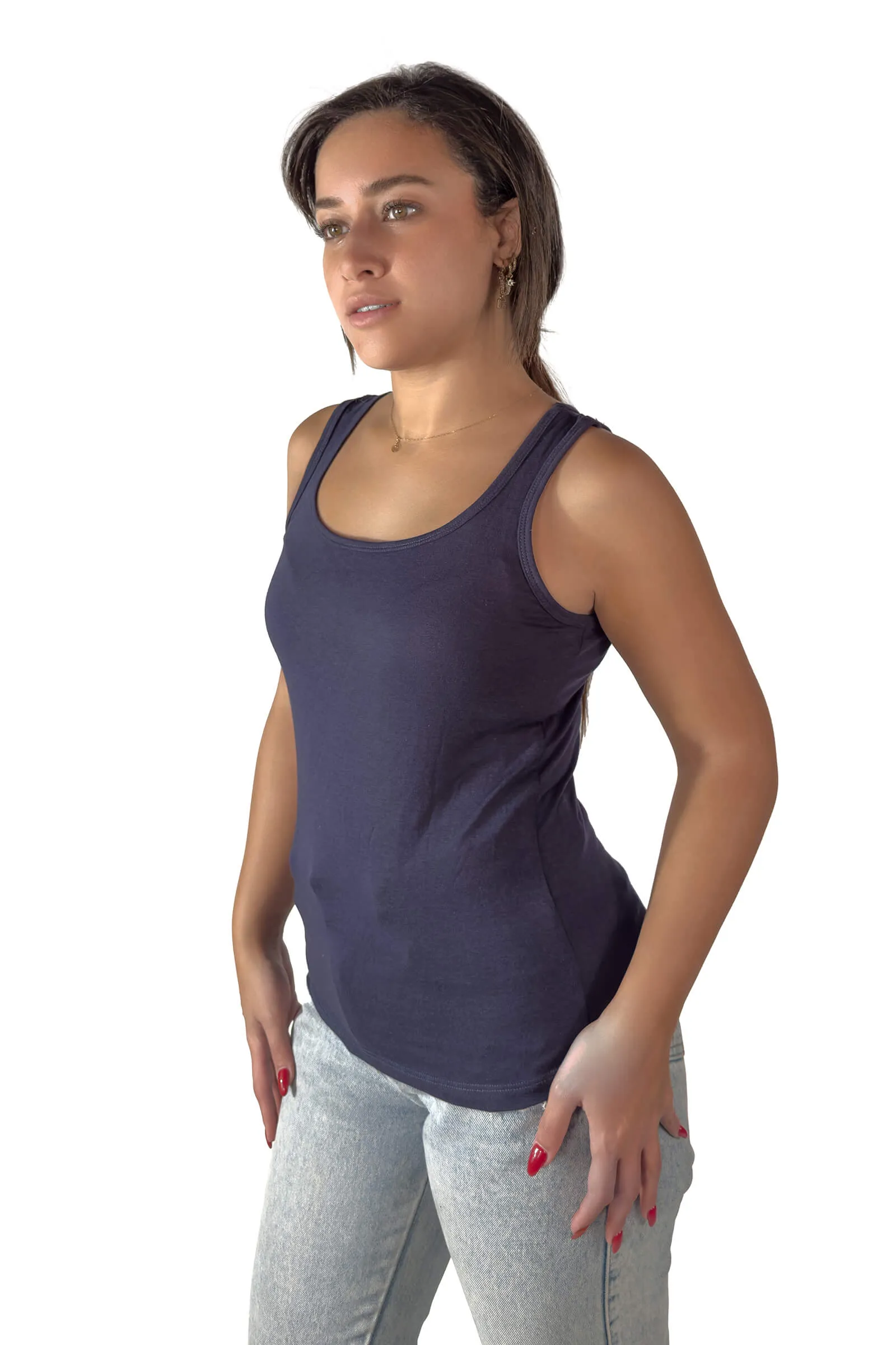 Navy Bella Scoop Neck Tank