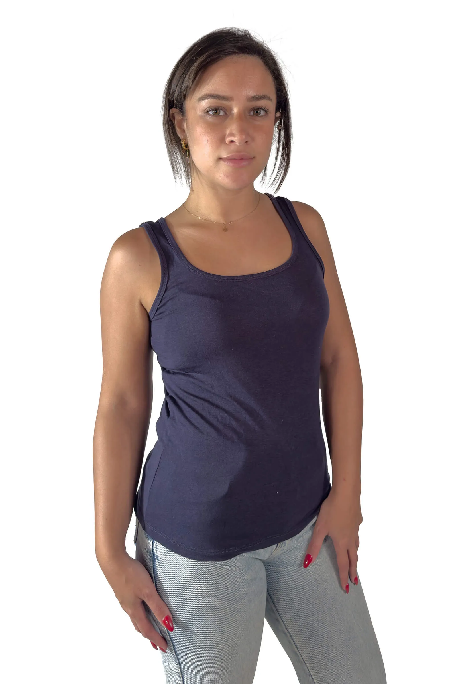 Navy Bella Scoop Neck Tank