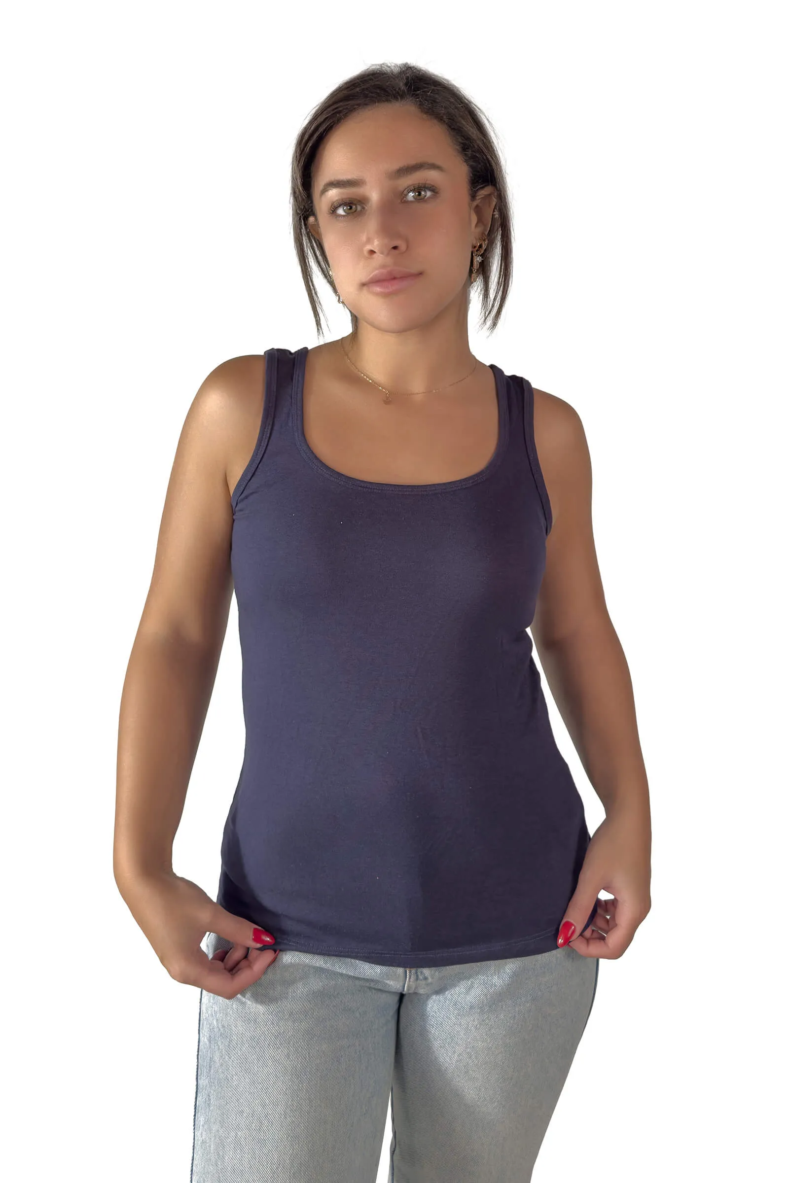 Navy Bella Scoop Neck Tank