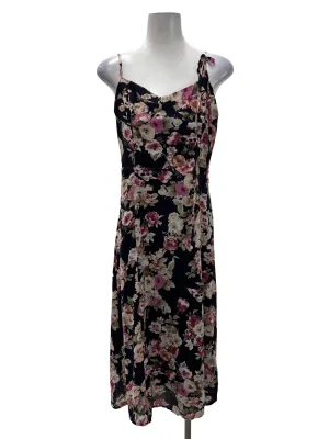Navy Blue Floral Cami Midi Dress