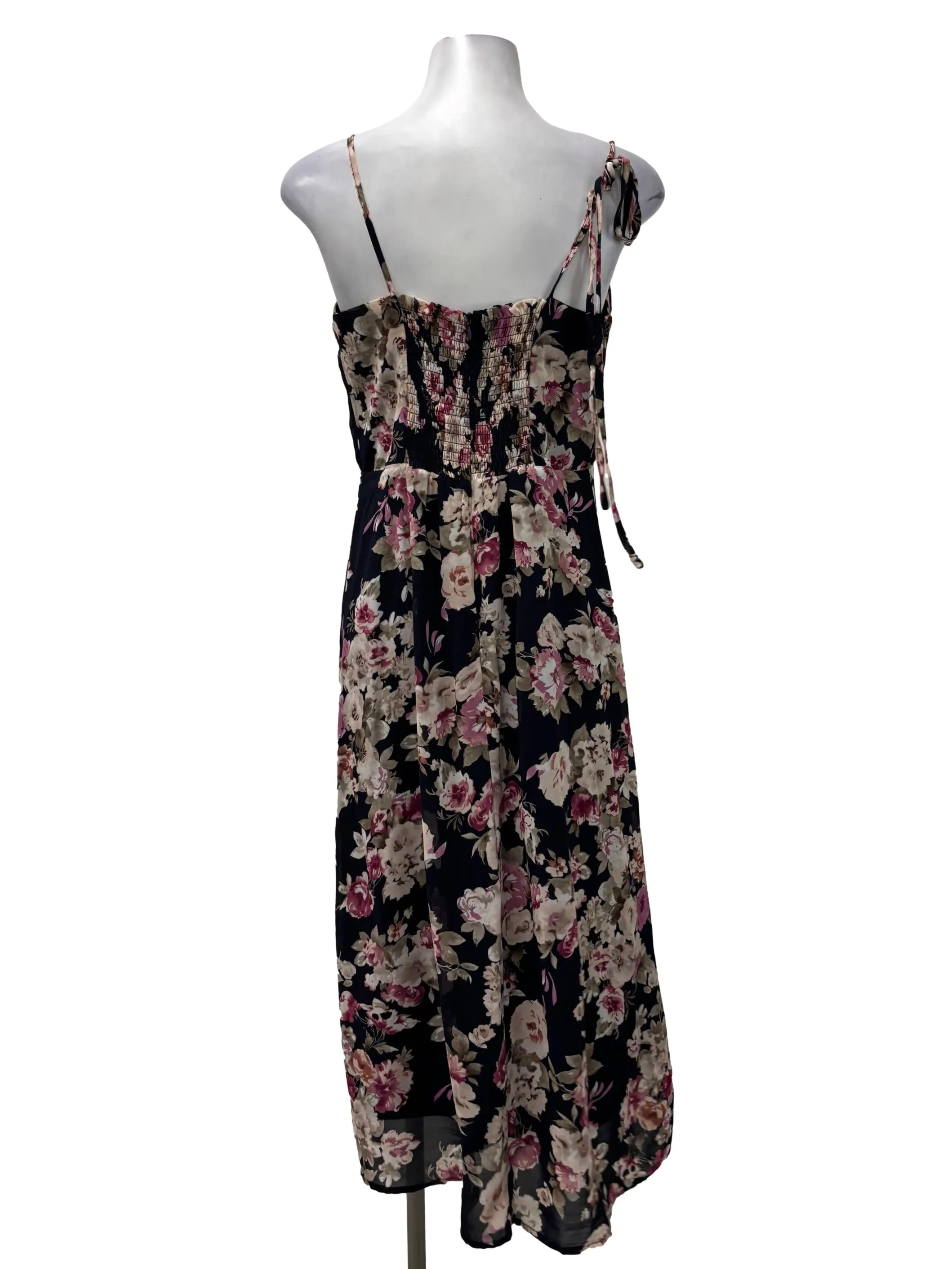 Navy Blue Floral Cami Midi Dress