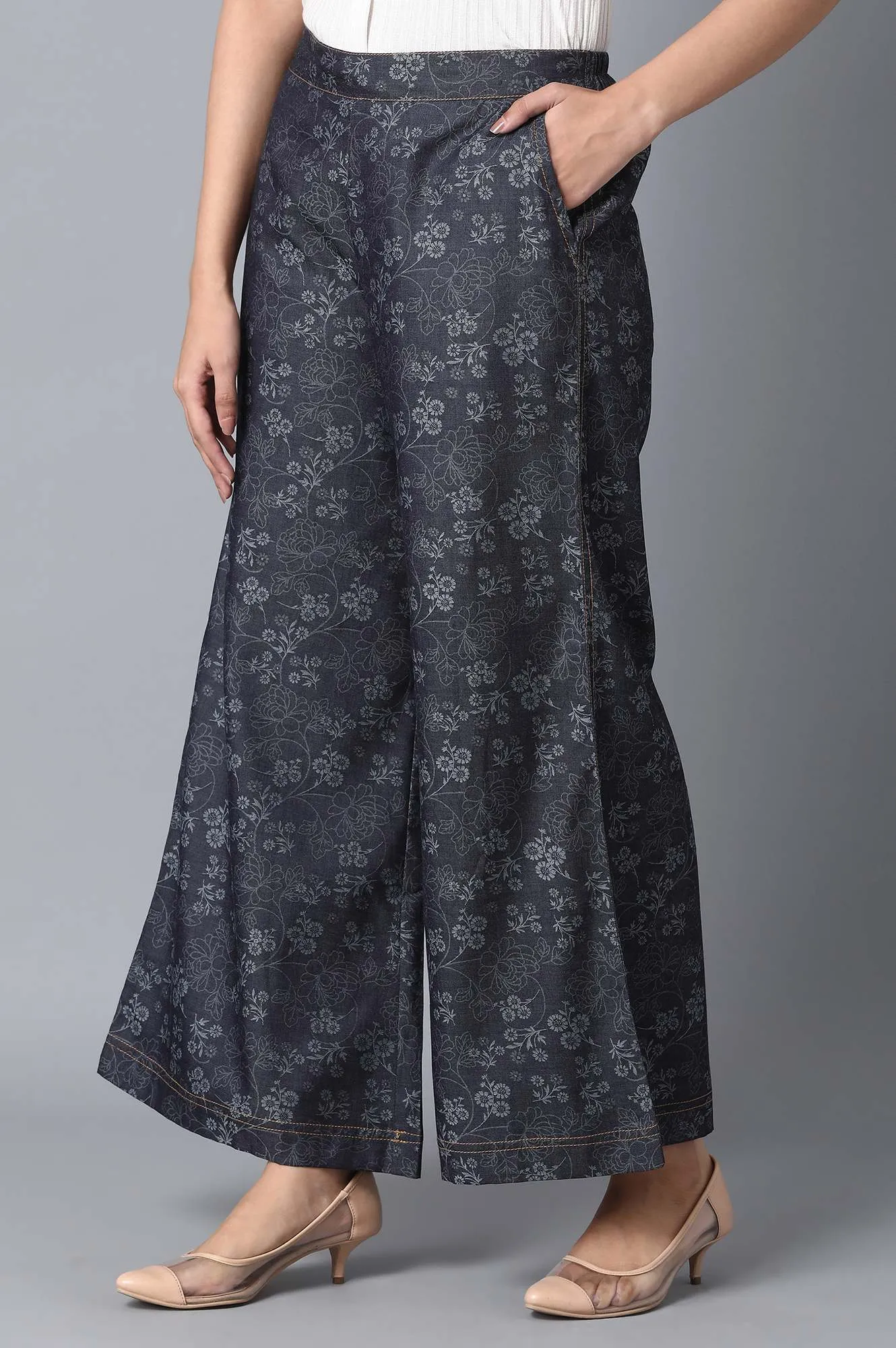 Navy Blue Loose Fit Palazzo
