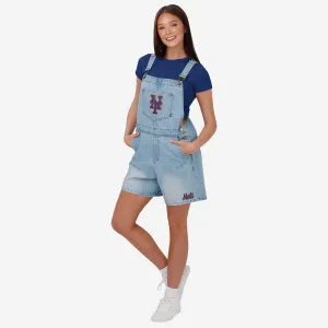 New York Mets Womens Big Logo Denim Bib Shortalls