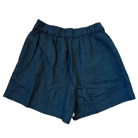 NWT Madewell Clean Pull-On Shorts in 100% Linen Black Size Small