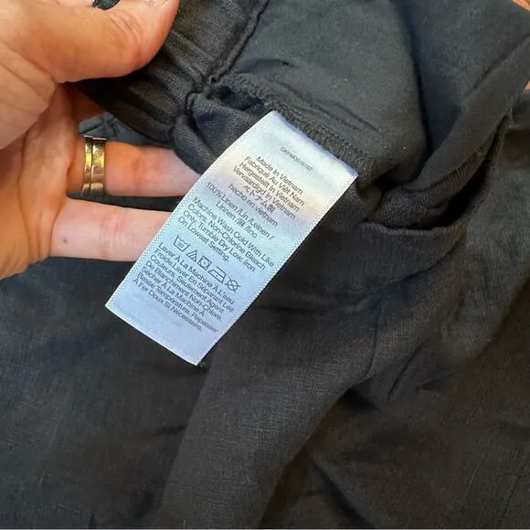 NWT Madewell Clean Pull-On Shorts in 100% Linen Black Size Small