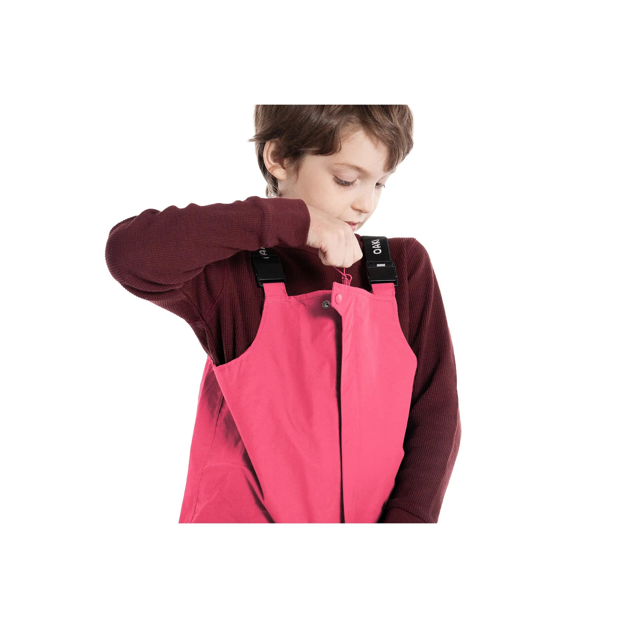 Oakiwear Kids Rain Gear Bibs Pants Fishing Boys Girls, Park City Pink