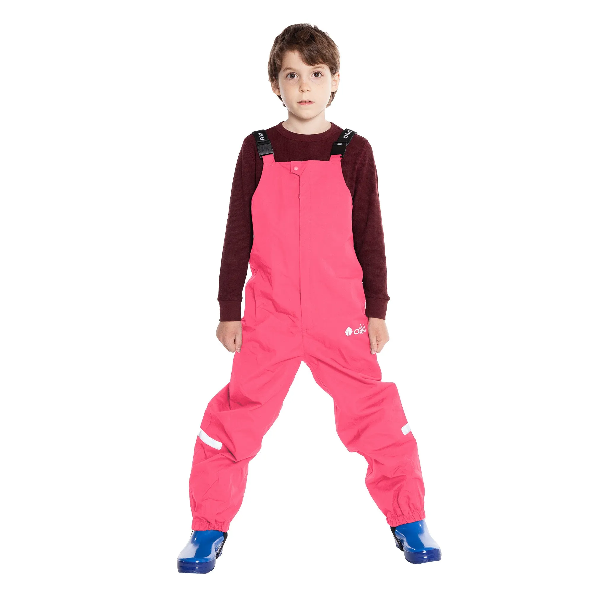 Oakiwear Kids Rain Gear Bibs Pants Fishing Boys Girls, Park City Pink