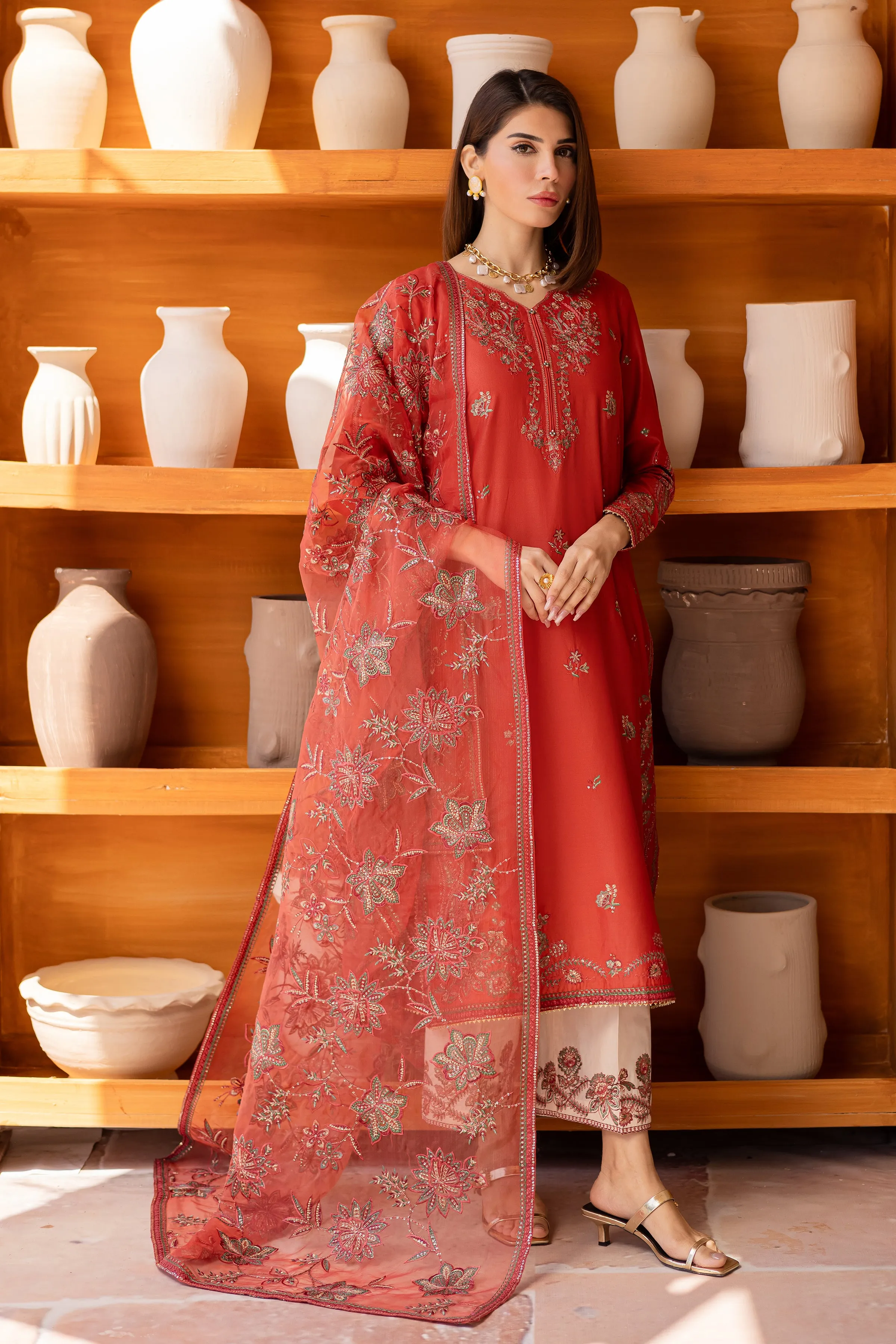 Oran 3Pc - Embroidered Luxe Pret