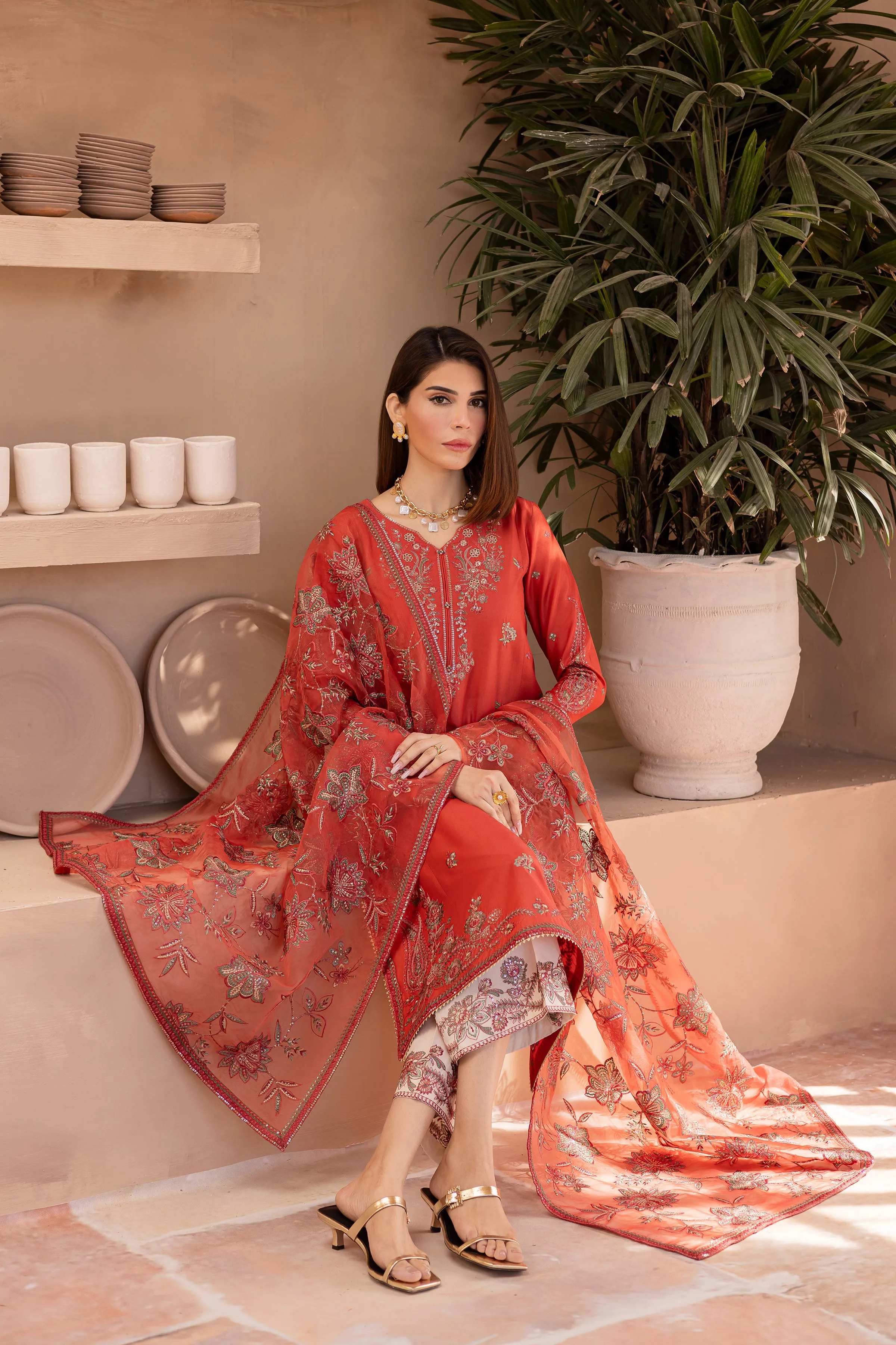Oran 3Pc - Embroidered Luxe Pret
