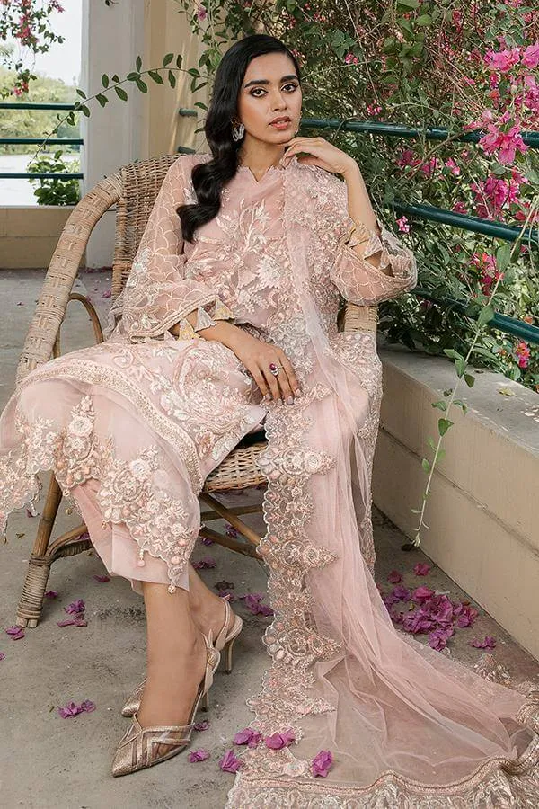 Organza Pakistani Dress in Peach Color Online #PF131