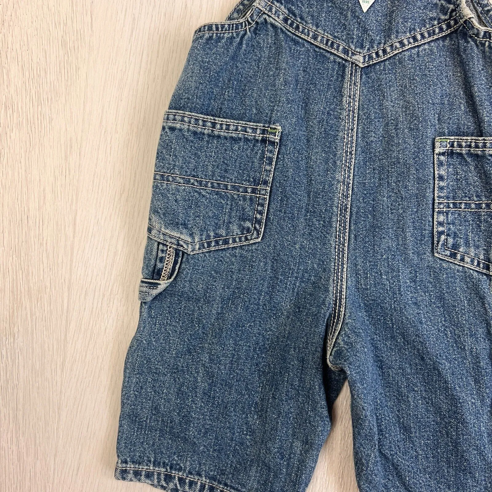Oshkosh Boys Blue Denim Carpenter Overalls Dungarees Size 3-6 Months