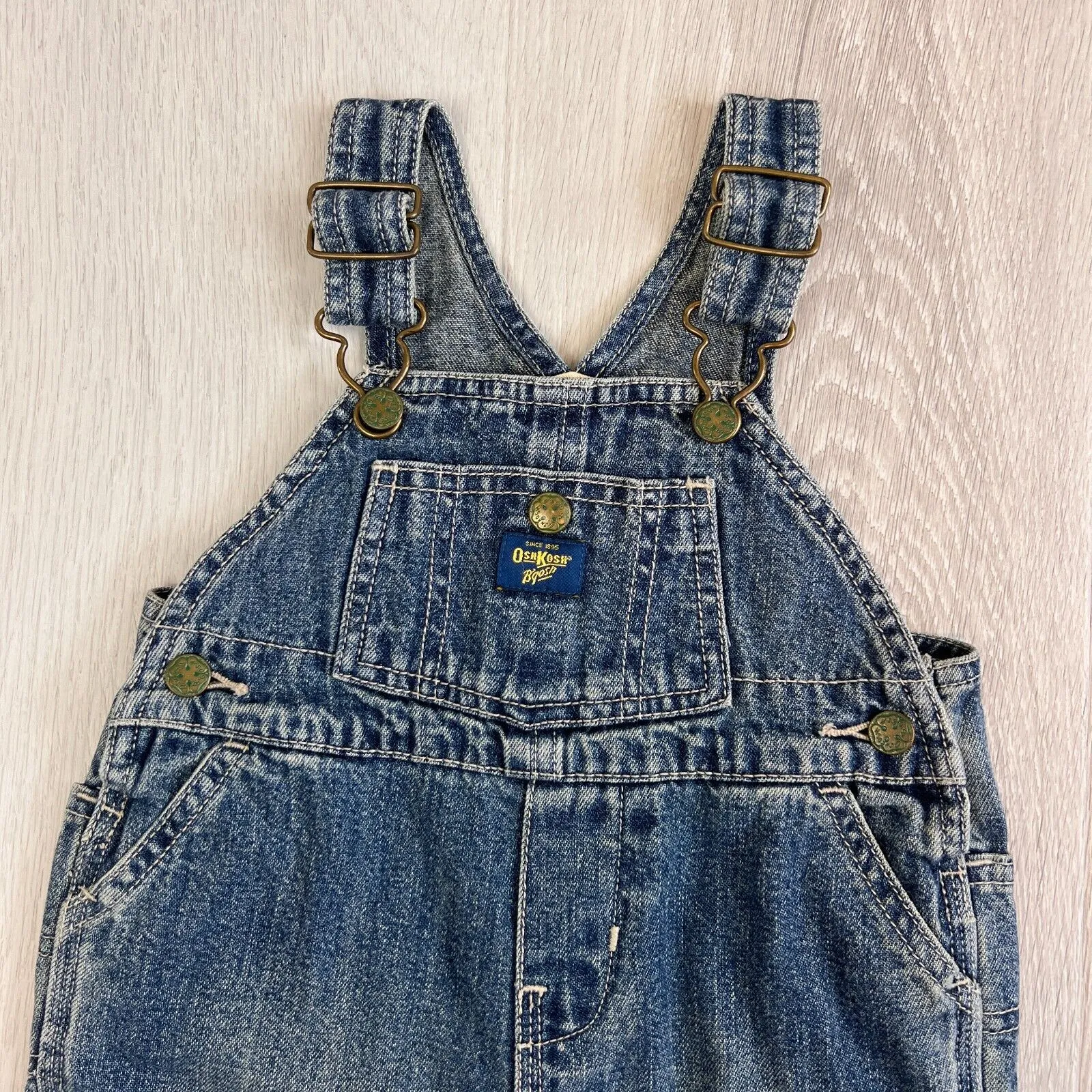 Oshkosh Boys Blue Denim Carpenter Overalls Dungarees Size 3-6 Months