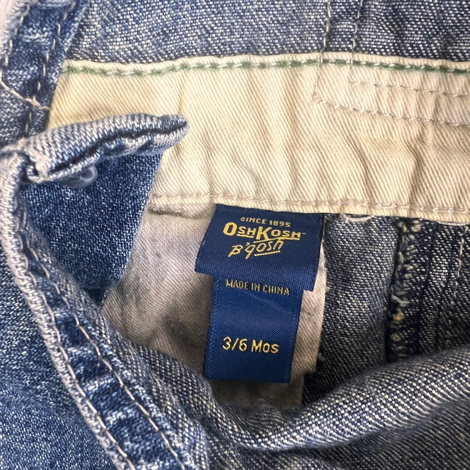 Oshkosh Boys Blue Denim Carpenter Overalls Dungarees Size 3-6 Months