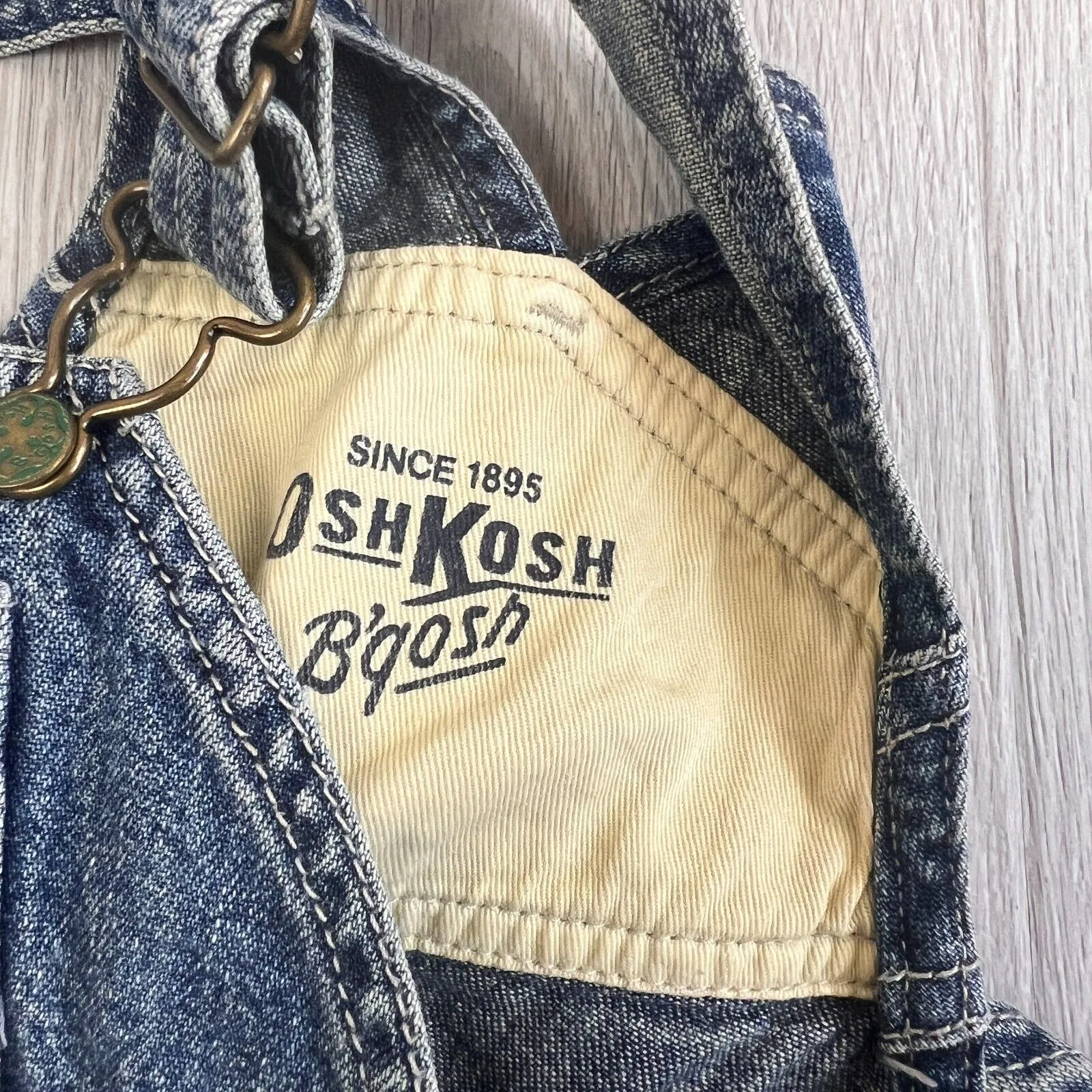 Oshkosh Boys Blue Denim Carpenter Overalls Dungarees Size 3-6 Months