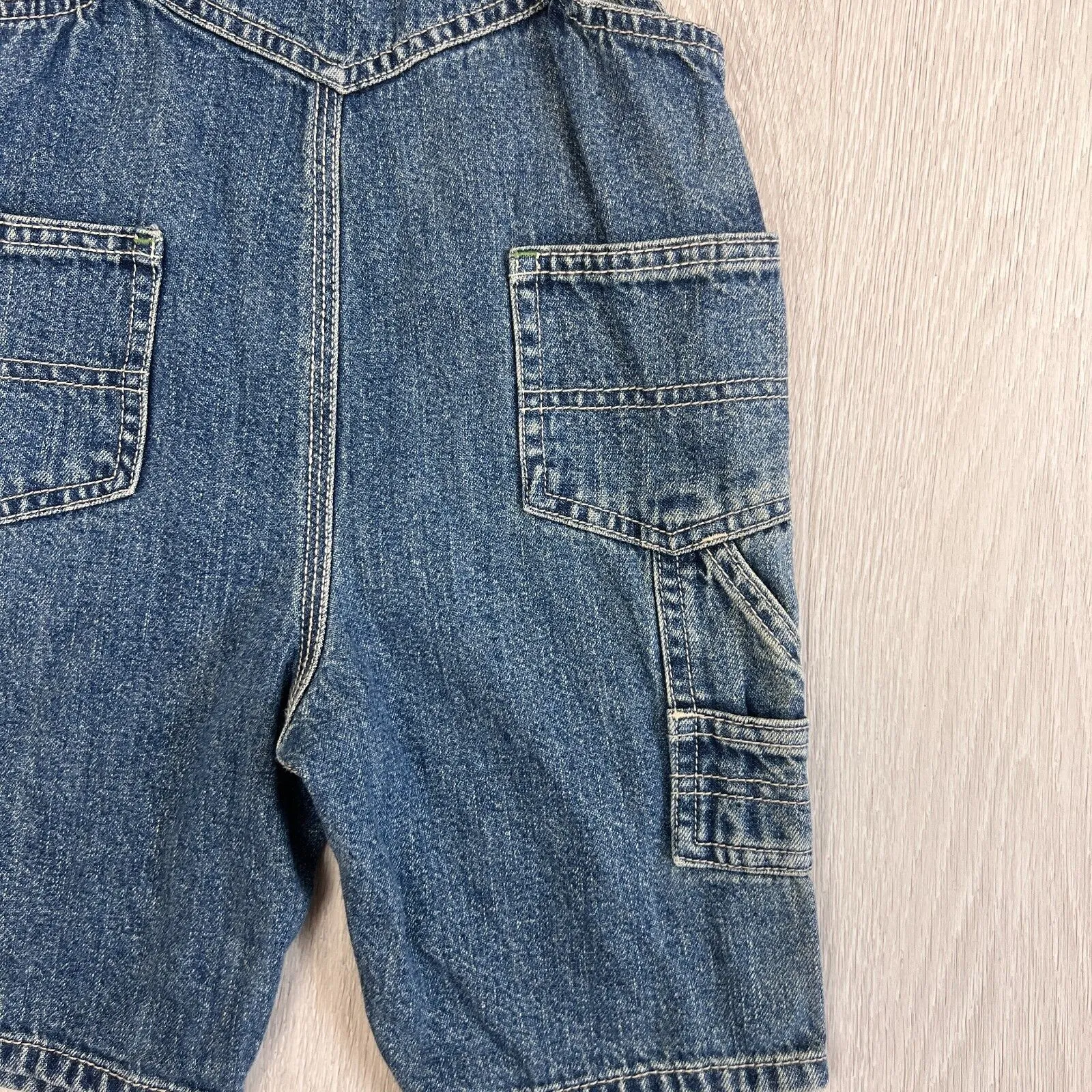 Oshkosh Boys Blue Denim Carpenter Overalls Dungarees Size 3-6 Months