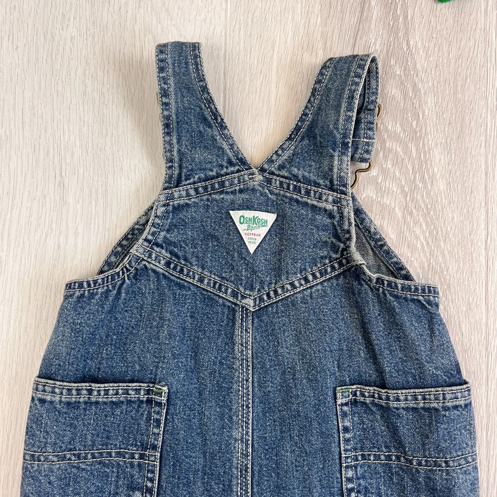Oshkosh Boys Blue Denim Carpenter Overalls Dungarees Size 3-6 Months