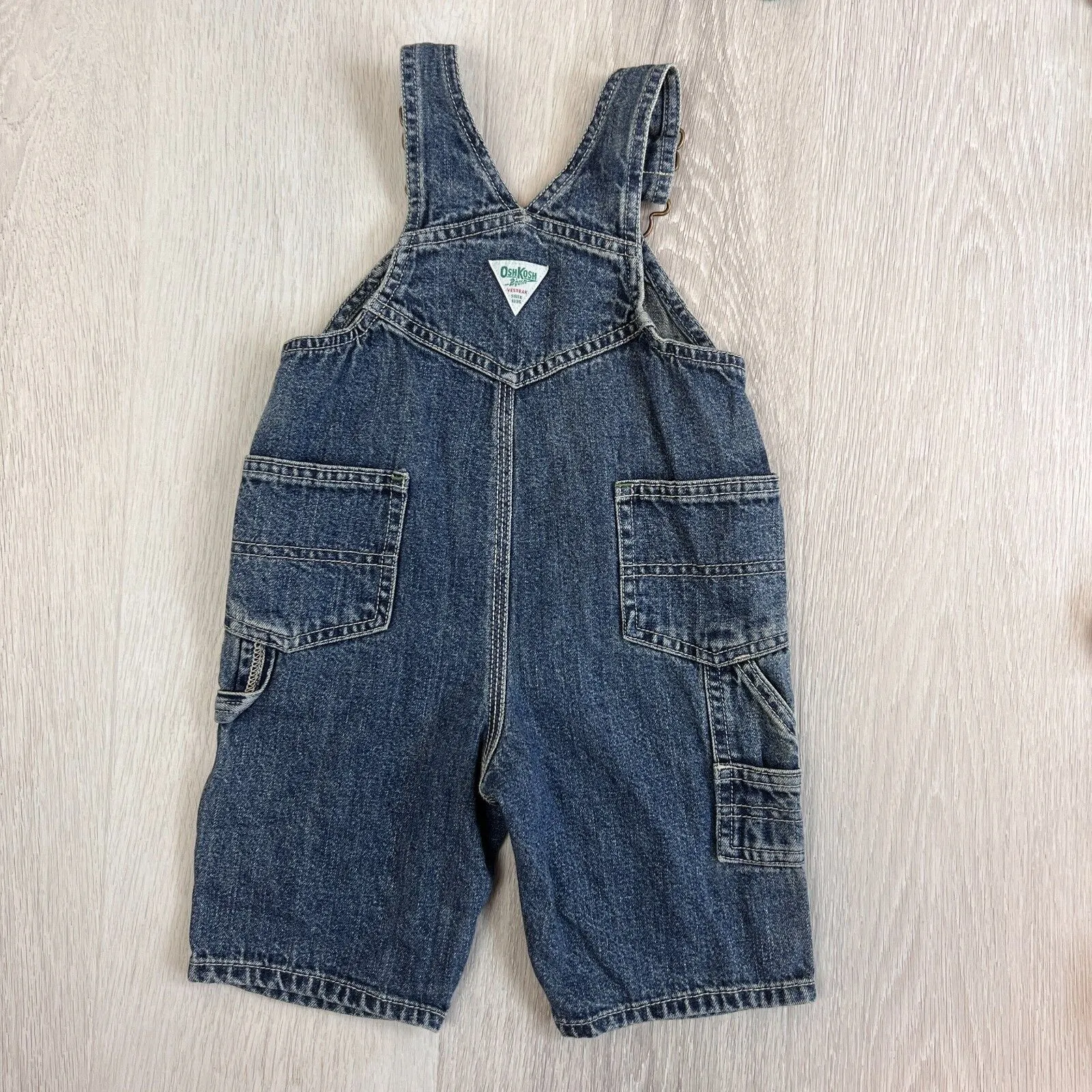 Oshkosh Boys Blue Denim Carpenter Overalls Dungarees Size 3-6 Months