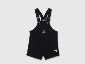 Pack of 2 Solid Dungarees with Regular Fit Round Neck Ribbed Baby T-Shirt