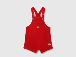 Pack of 2 Solid Dungarees with Regular Fit Round Neck Ribbed Baby T-Shirt