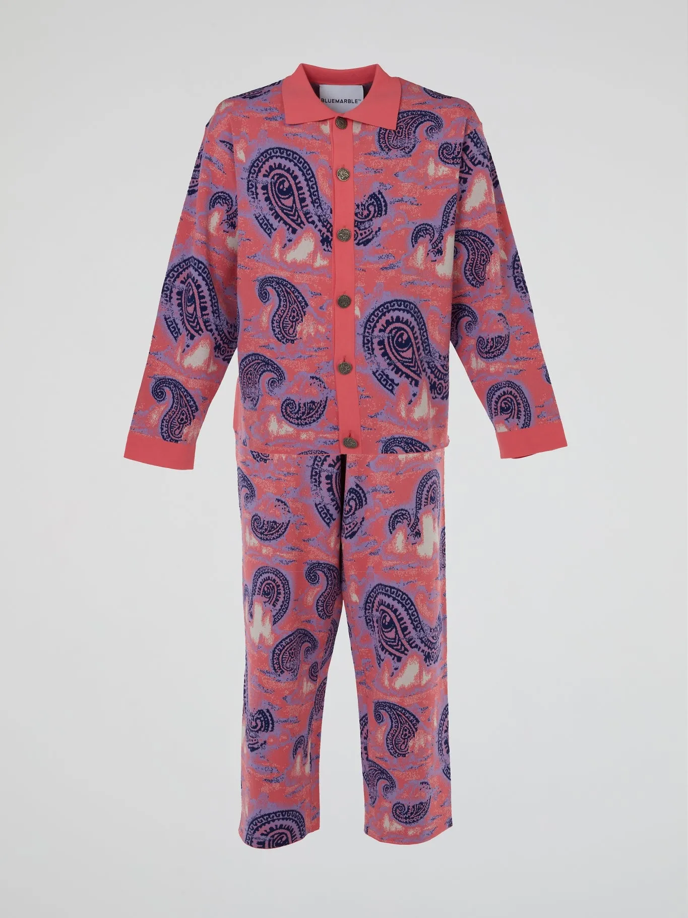 Paisley Print Ribbed Waist Pants