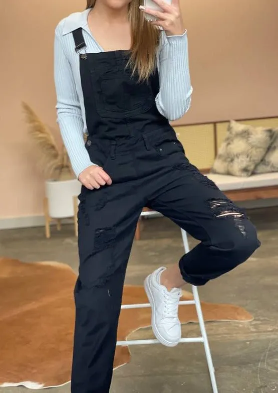 Paper Heart Distressed  Denim Dungarees Blue