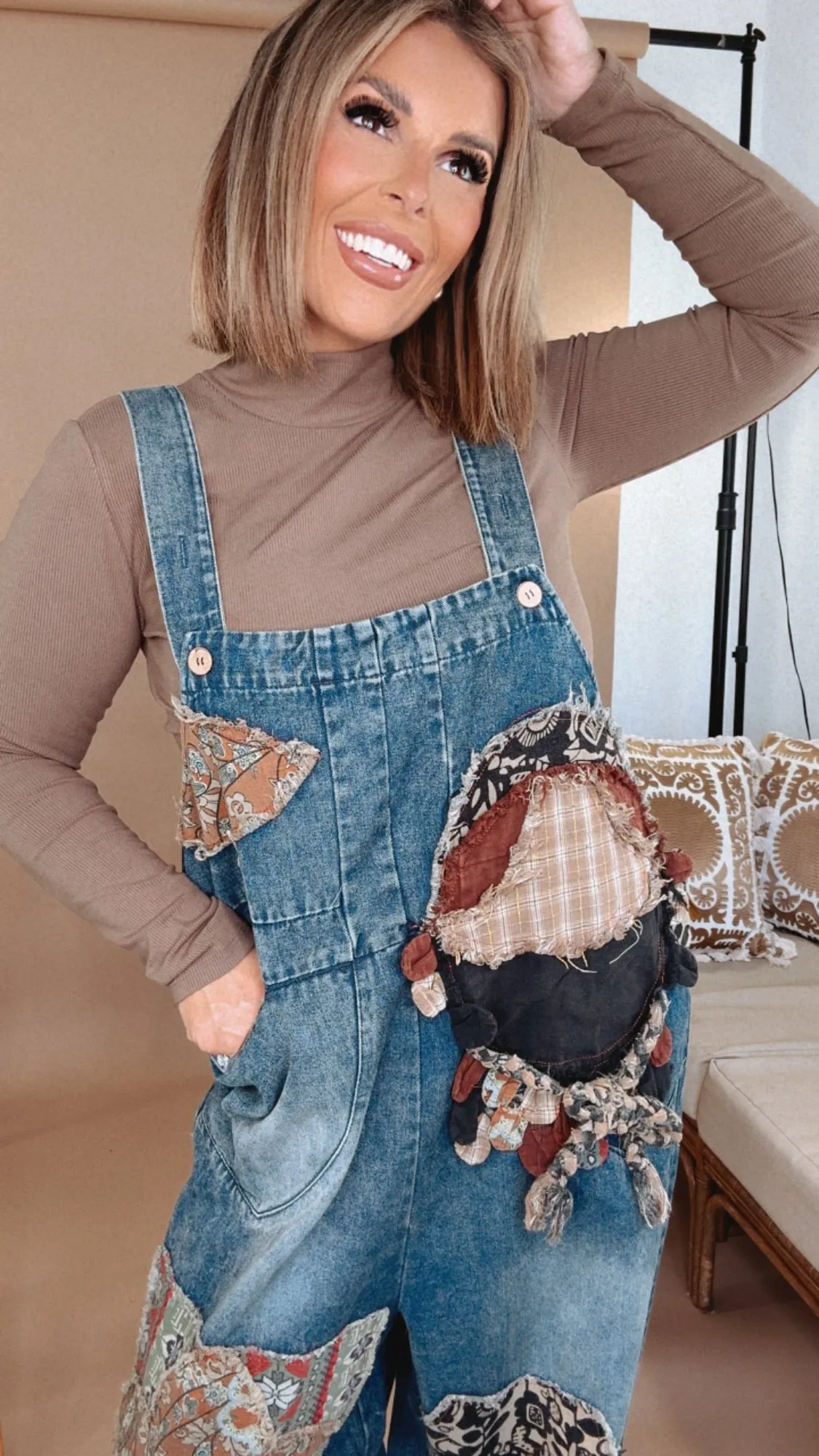Patch   Piece Denim Bib Overalls