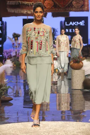 Periwinkle Blue Embroidered Palazzo Set