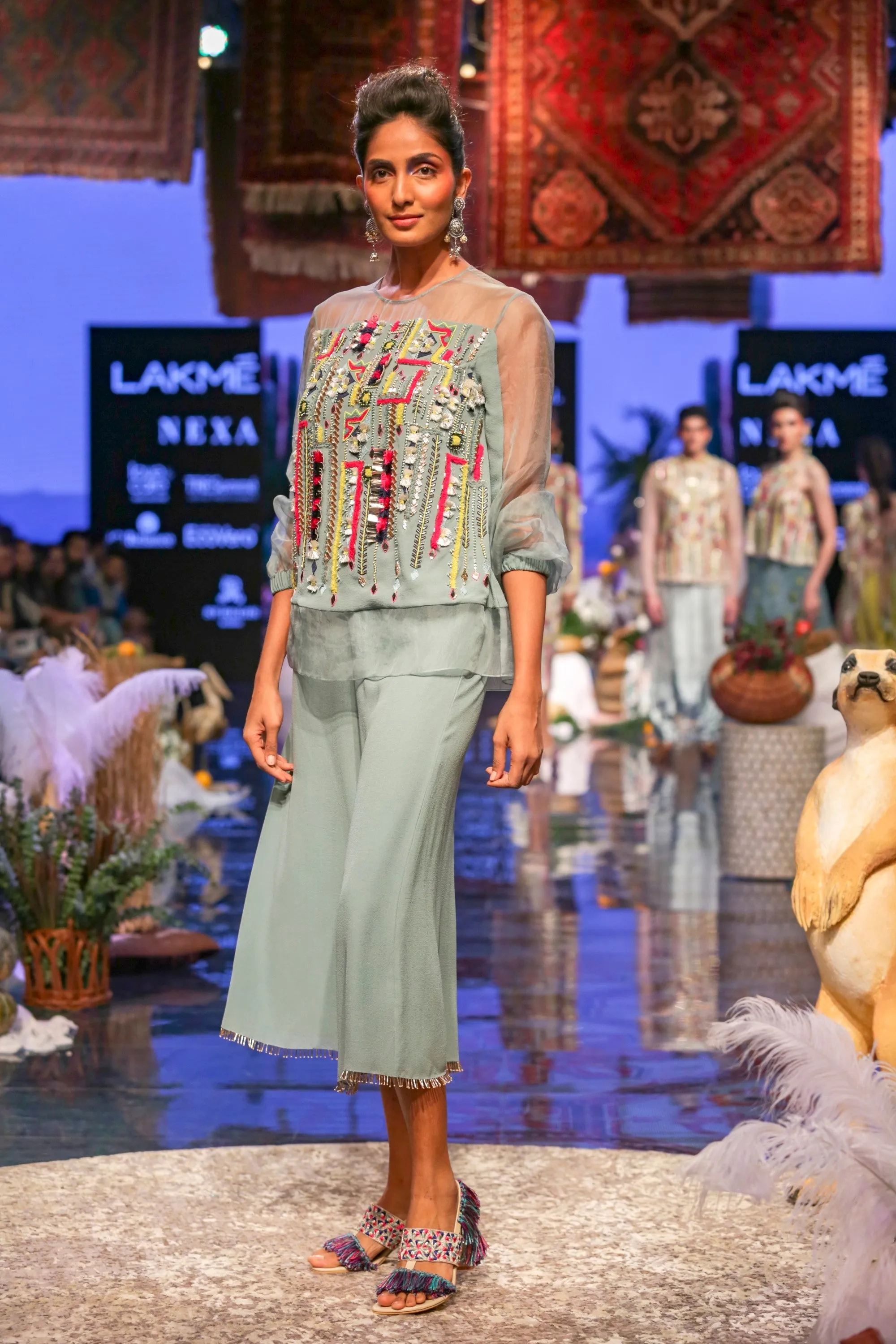 Periwinkle Blue Embroidered Palazzo Set