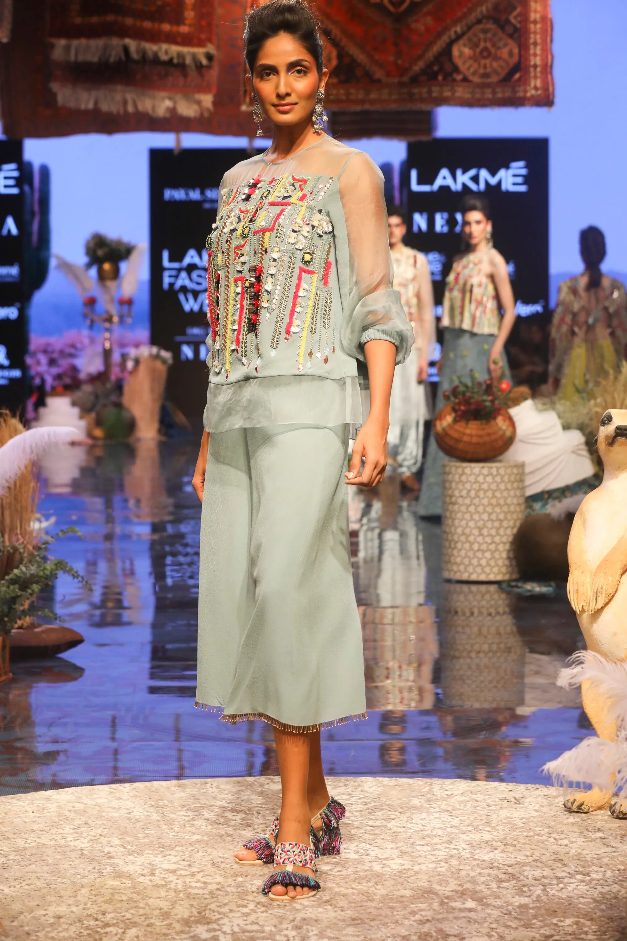Periwinkle Blue Embroidered Palazzo Set