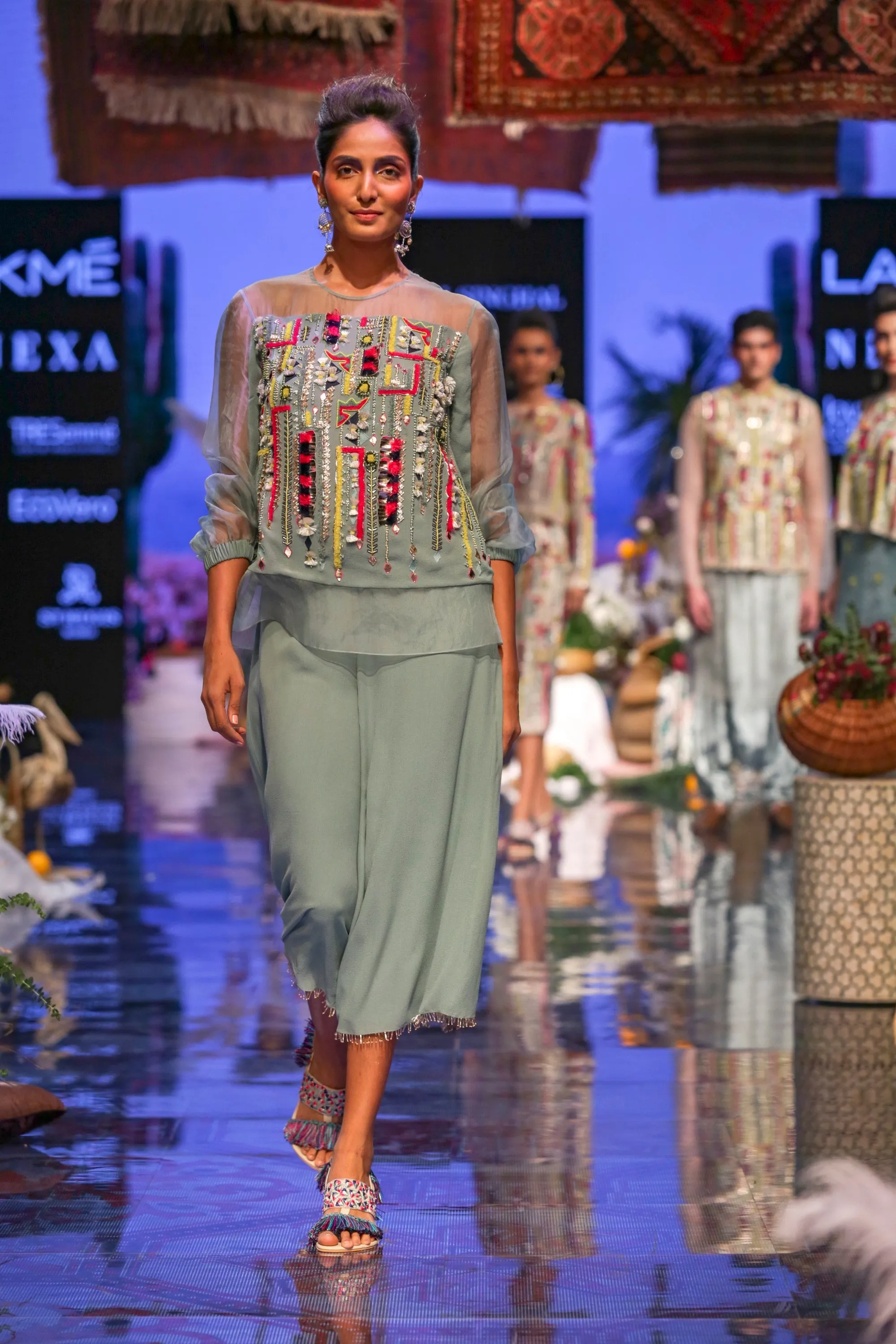 Periwinkle Blue Embroidered Palazzo Set