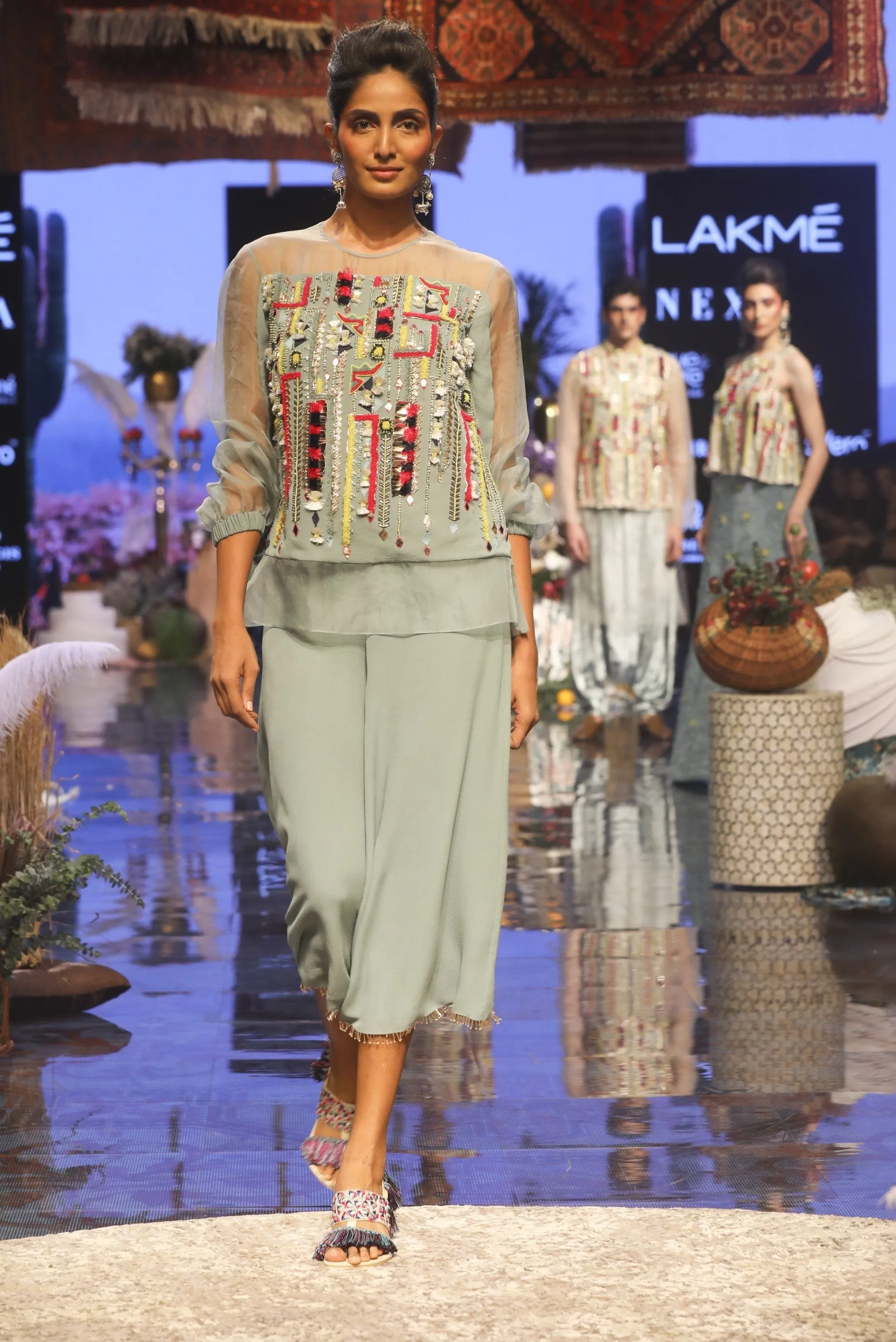 Periwinkle Blue Embroidered Palazzo Set