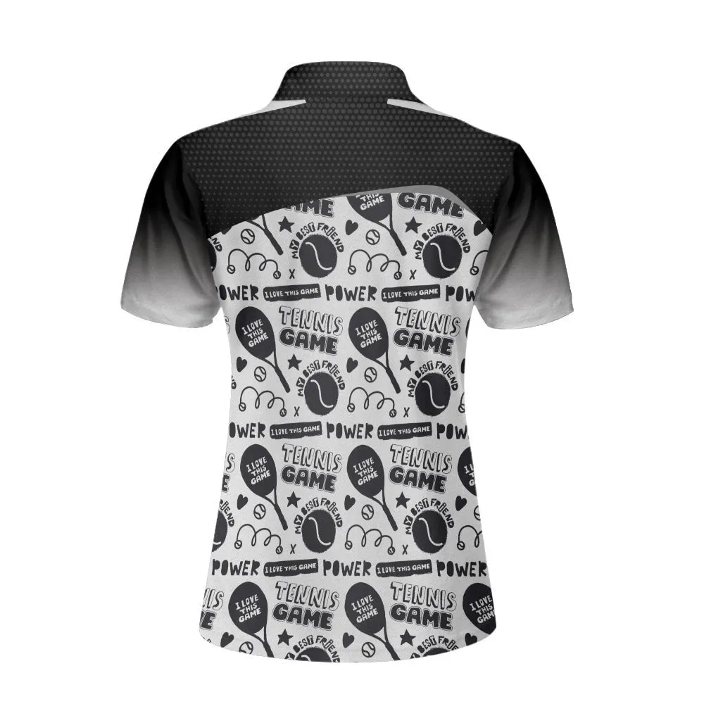 Personalized Custom Name Black And White I Love Tennis Game Custom Cosplay Short Sleeve Women Polo Shirt