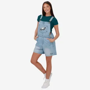 Philadelphia Eagles Womens Big Logo Denim Bib Shortalls